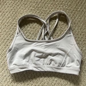 Athleta white strappy sports bra size S